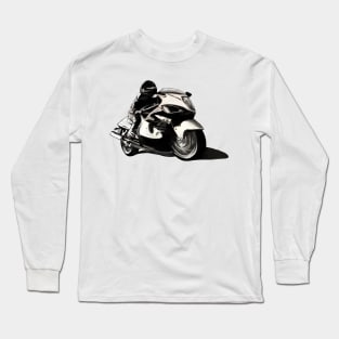 black and white Motorbike drawing Long Sleeve T-Shirt